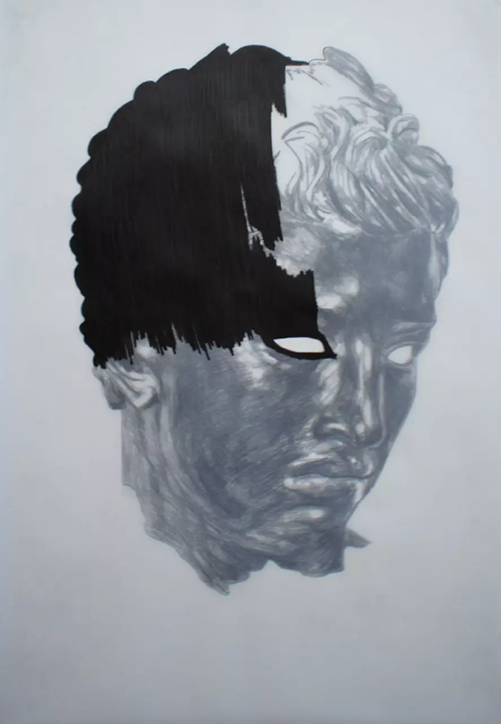 de sombres fraternites Frederic Malette 3-GRAPHITE sur calque 180g sur deux face-100x70cm