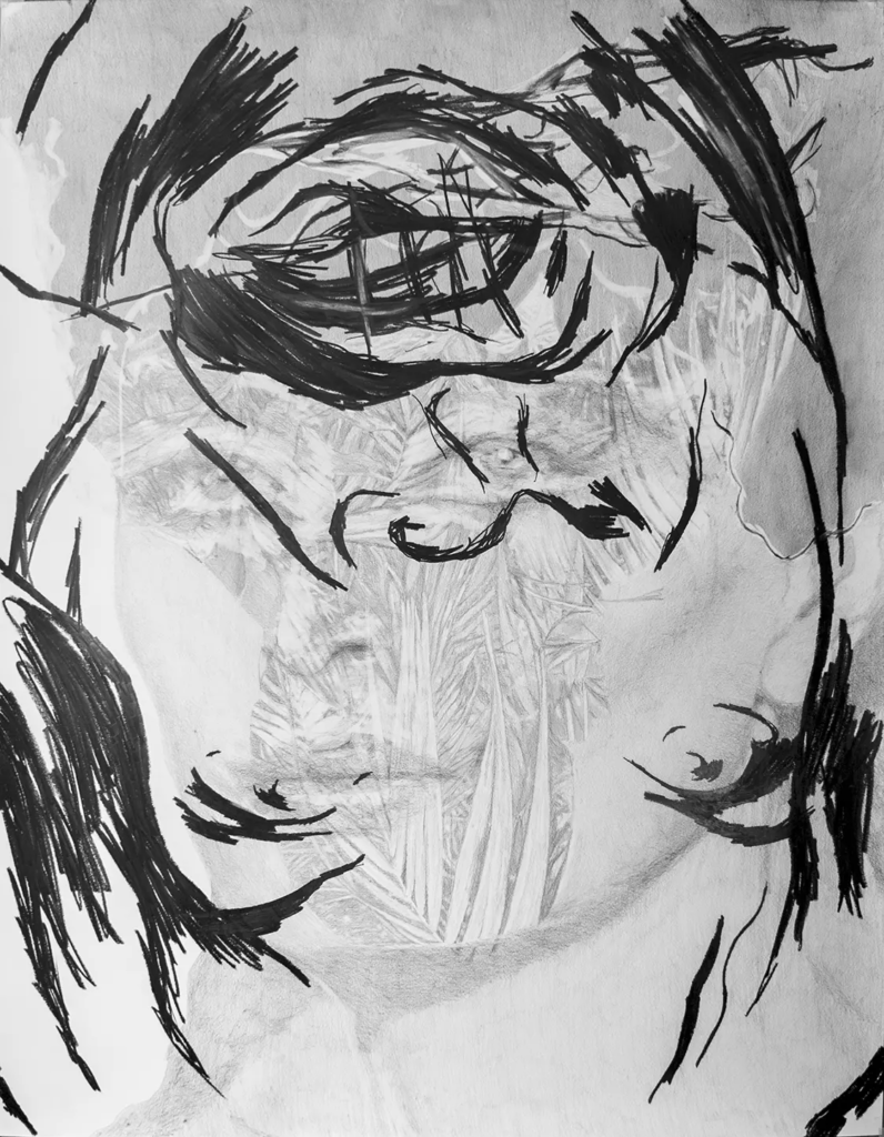 FREDERIC MALETTE-attrapez votre flamme de vos yeux brulant-151x118cm-graphite sur papier-2021-3