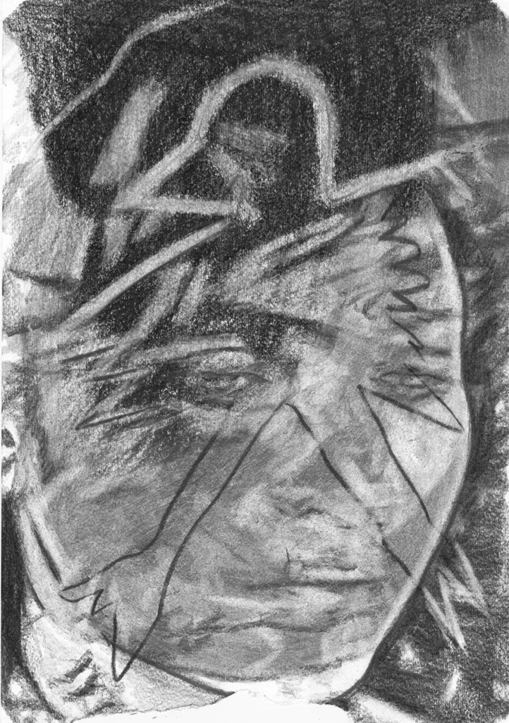 Frederic Malette-Imaginer etre l oiseau-graphite, colle sur papier -21x29,7cm-2020-Riantec-2