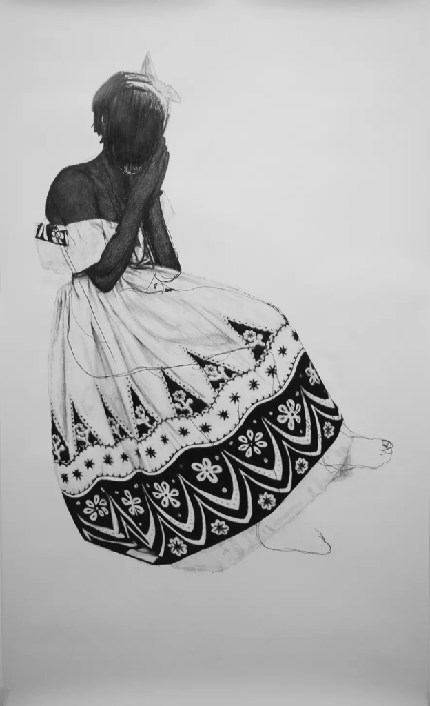 frederic malette- Reine noire 1-111x180cm-graphite