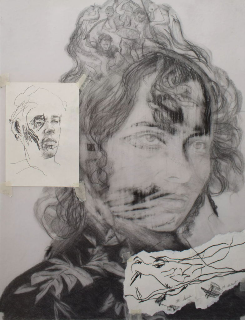 A vous de lui donner un titre-50x65cm-graphite et colle sur calque et papier-2025