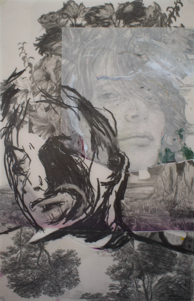 parce que je ne veux plus effleurer-Camille-50x65cm-graphite sur calques-2025